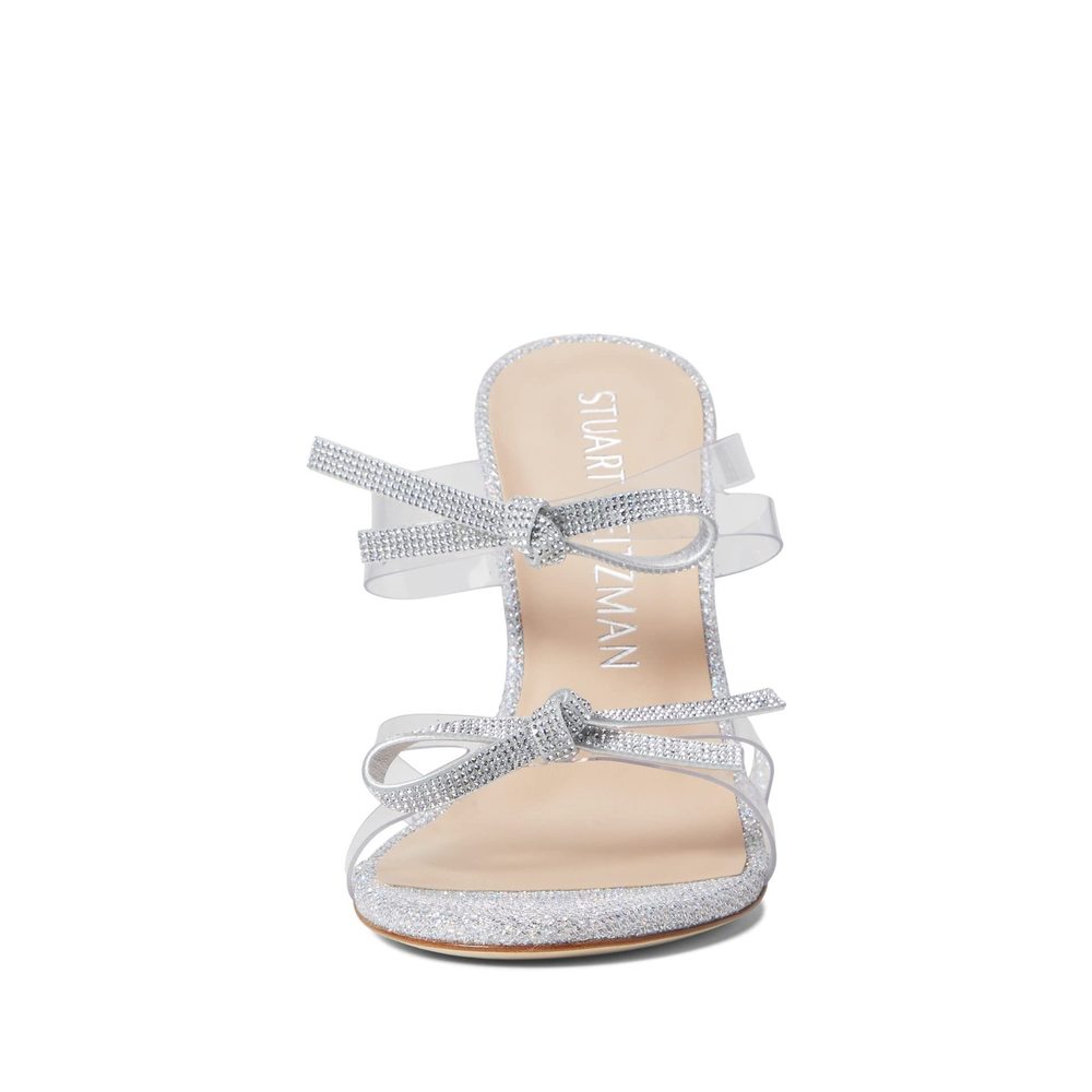 Stuart Weitzman Womens Bow 100 Slide Clear/Silver… - image 3